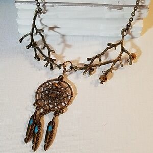 Dreamcatcher Beads  & Limbs Antique Gold Tone 18"